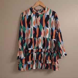 Jodifl Geo Print Tiered Babydoll Top